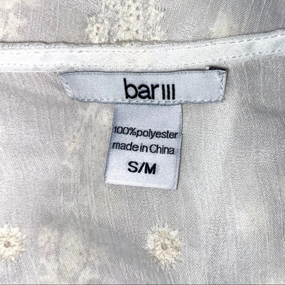 BAR III Sheer White Lace Eyelet Boho Blouse Top Size Small - Picture 3 of 8